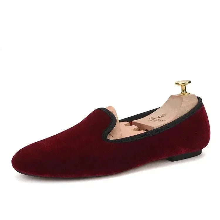 Women's Velvet Loafers Red Insoles -Guocali