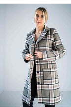 Women's Wool Coat - With Pockets Chic, Professional - Checkered