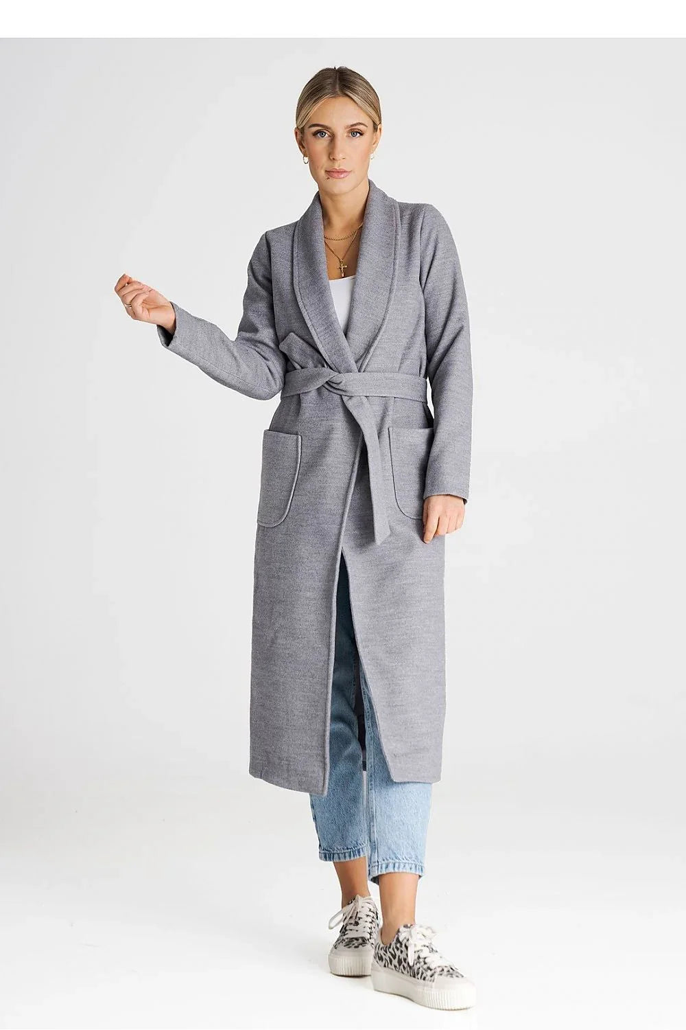 Women's Wrap Coat - With Pockets Minimalist