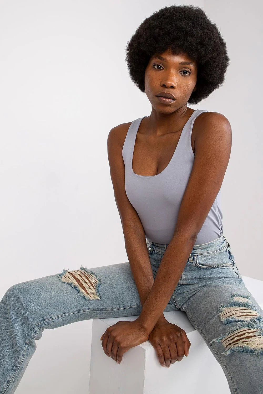 Women Sleeveless Top – Scoop-Neck Top -Guocali