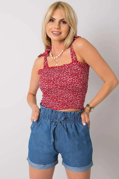 Women Smocked Top – Square-Neck Smocked Top -Guocali