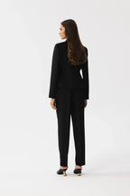 Women Suit Jacket - Stretchable - 1-Button Blazer - Black