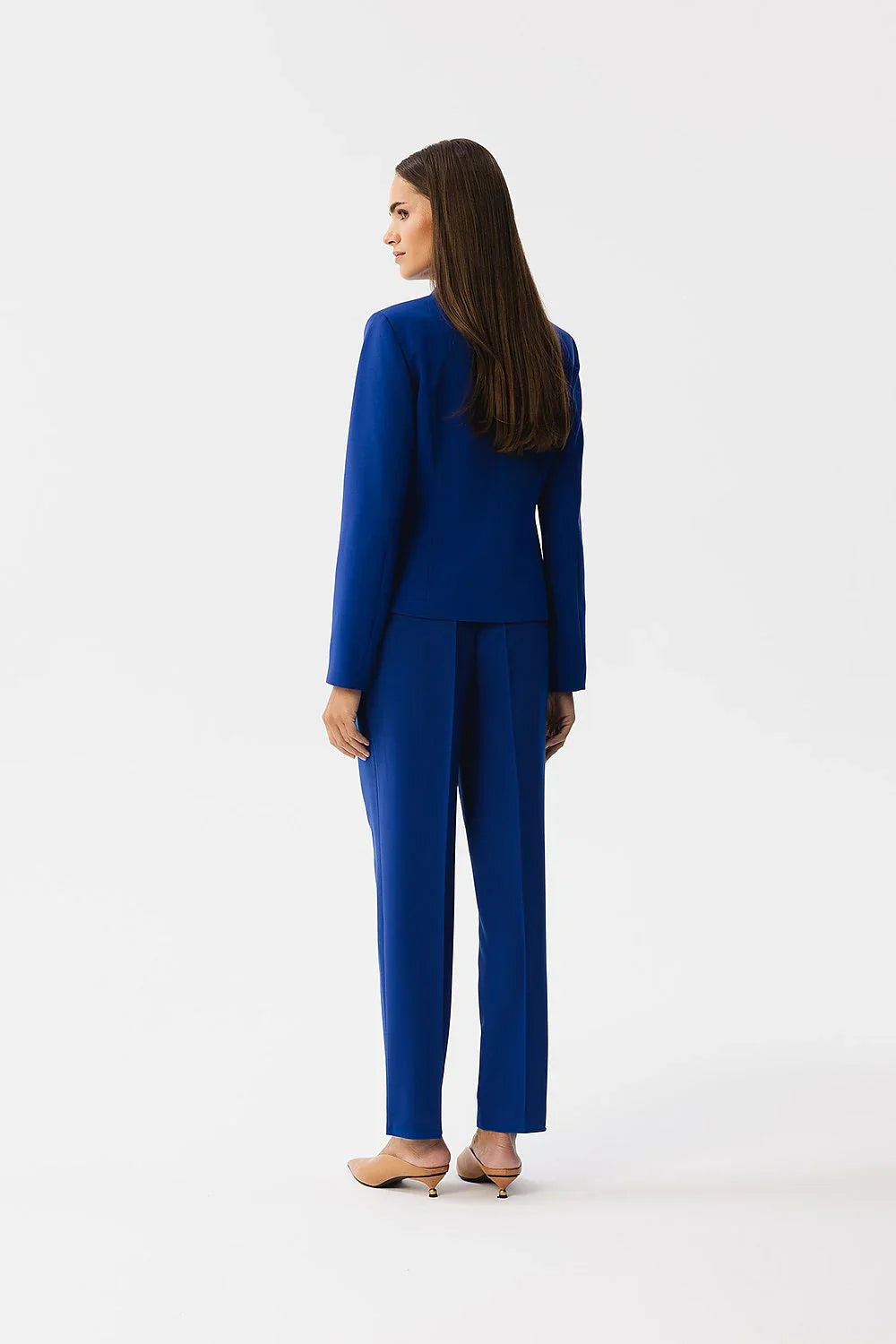 Women Suit Jacket - Stretchable - 1-Button Blazer - Blue