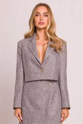 Women Suit Jacket - Stretchable - 1-Button Blazer Gray