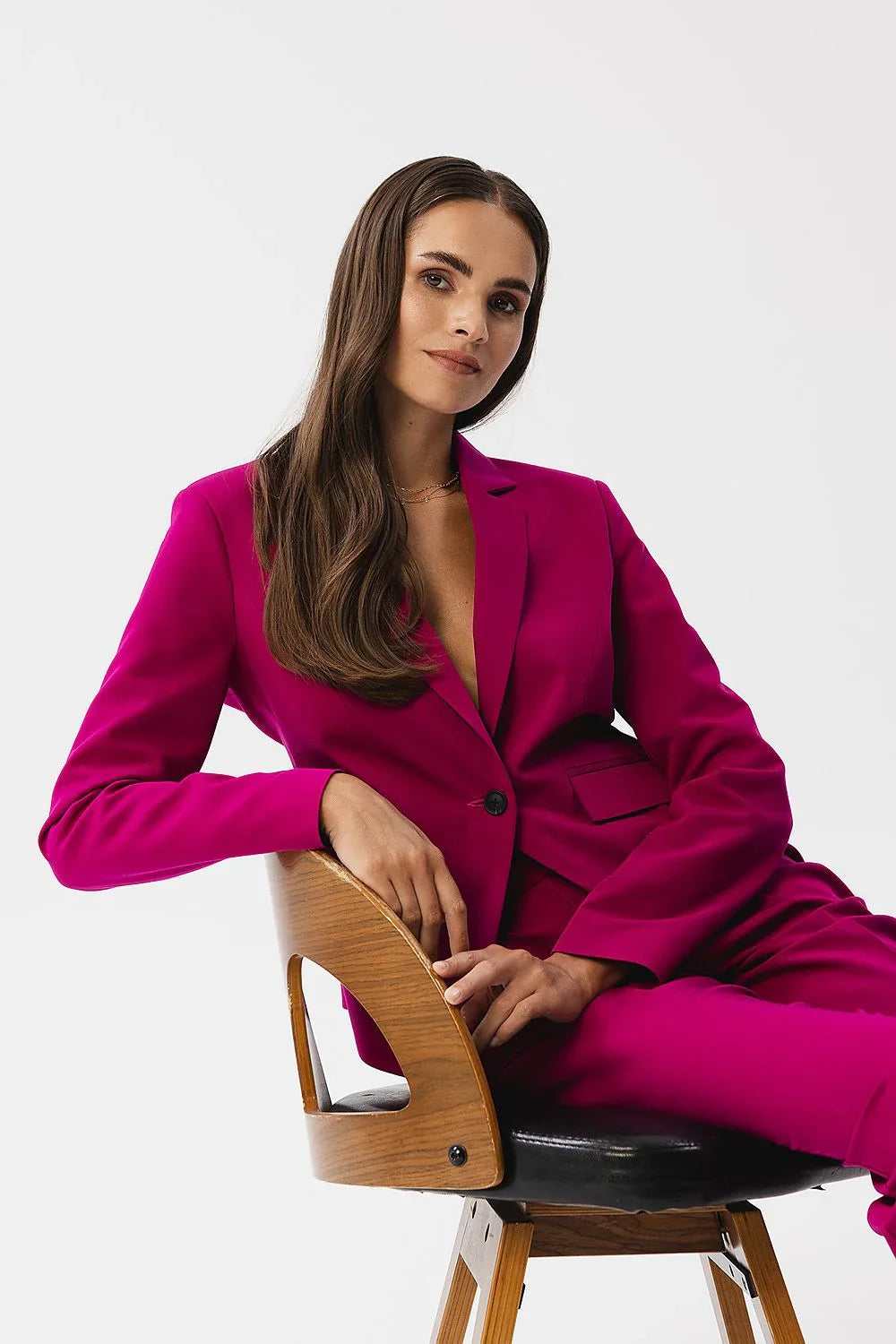 Women Suit Jacket - Stretchable - 1-Button Blazer - Purple