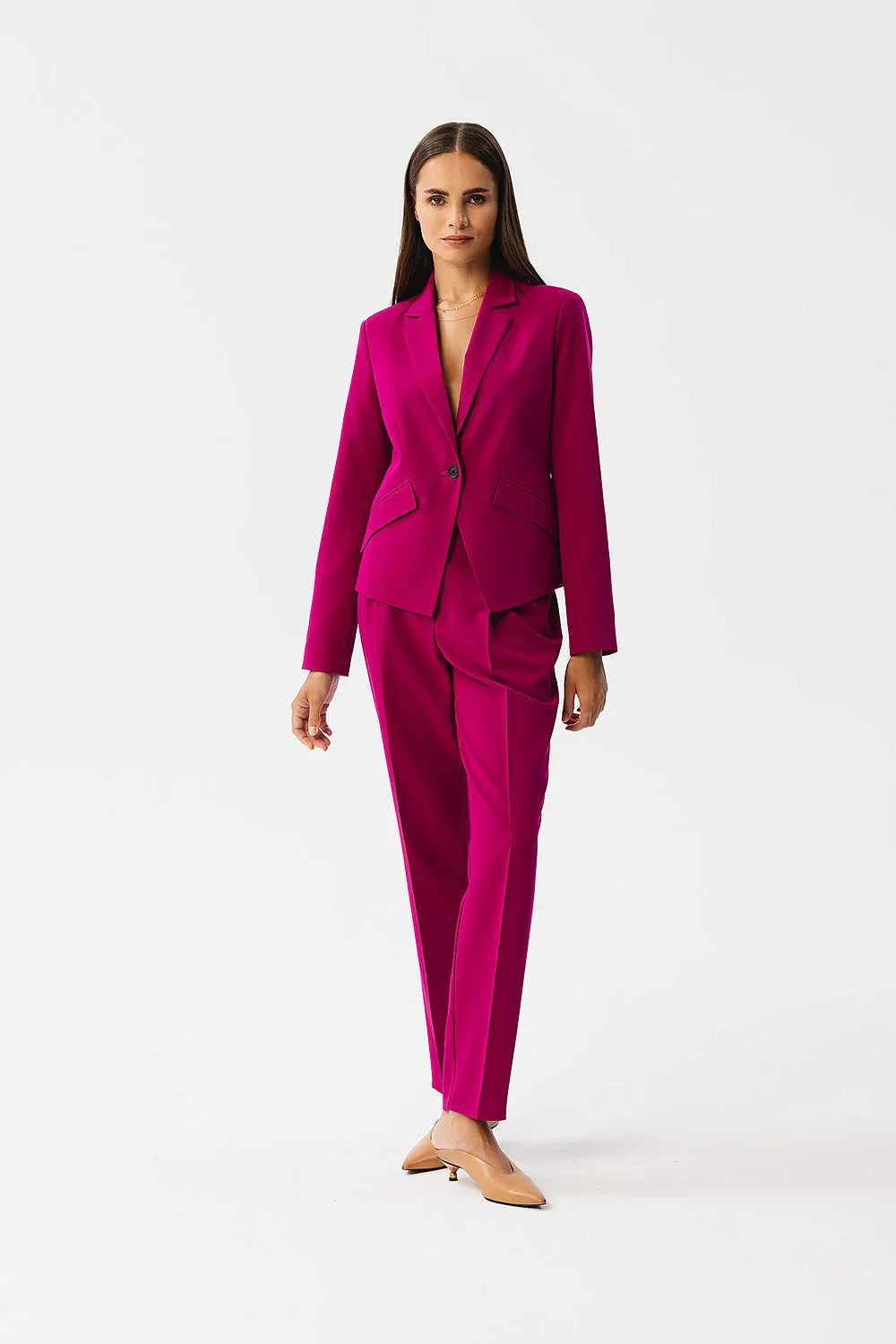 Women Suit Jacket - Stretchable - 1-Button Blazer - Purple