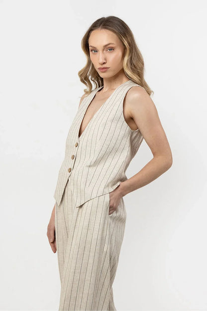 Women Suit Vest - Breathable - Sleeveless Beige -Guocali