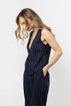 Women Suit Vest - Breathable - Sleeveless Navy -Guocali