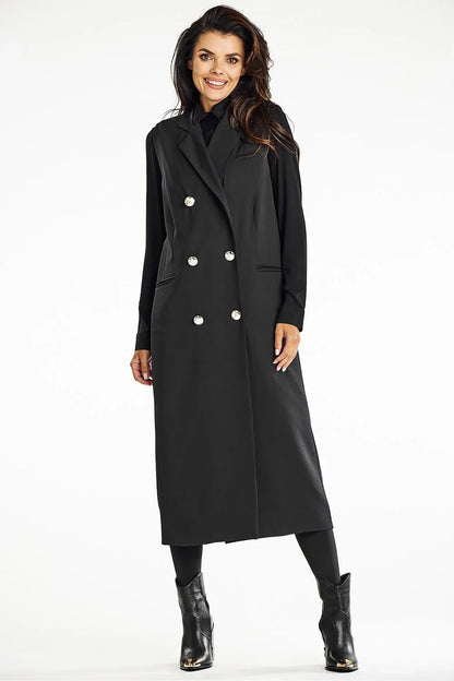 Women Suit Vest - Stretchable - Sleeveless Black -Guocali