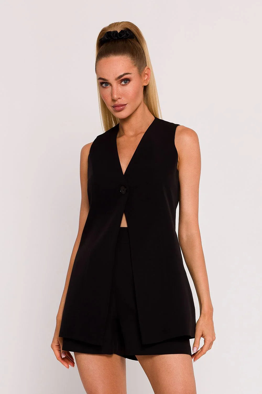 Women Suit Vest - Stretchable - Sleeveless Black -Guocali