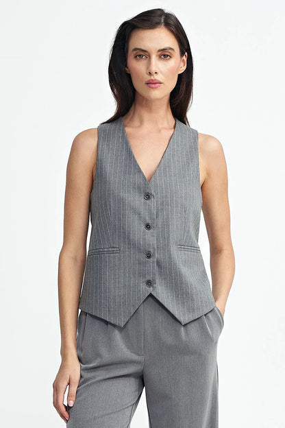 Women Suit Vest - Stretchable - Sleeveless Gray -Guocali