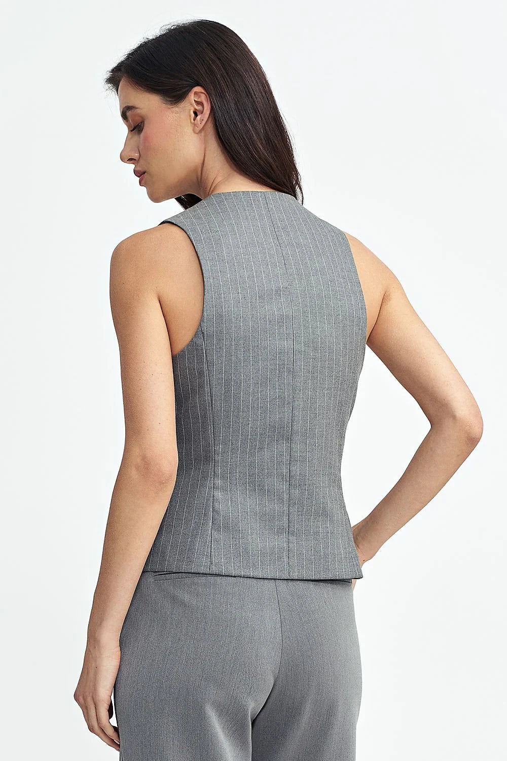 Women Suit Vest - Stretchable - Sleeveless Gray -Guocali