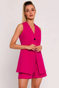 Women Suit Vest - Stretchable - Sleeveless Pink -Guocali