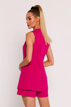 Women Suit Vest - Stretchable - Sleeveless Pink -Guocali