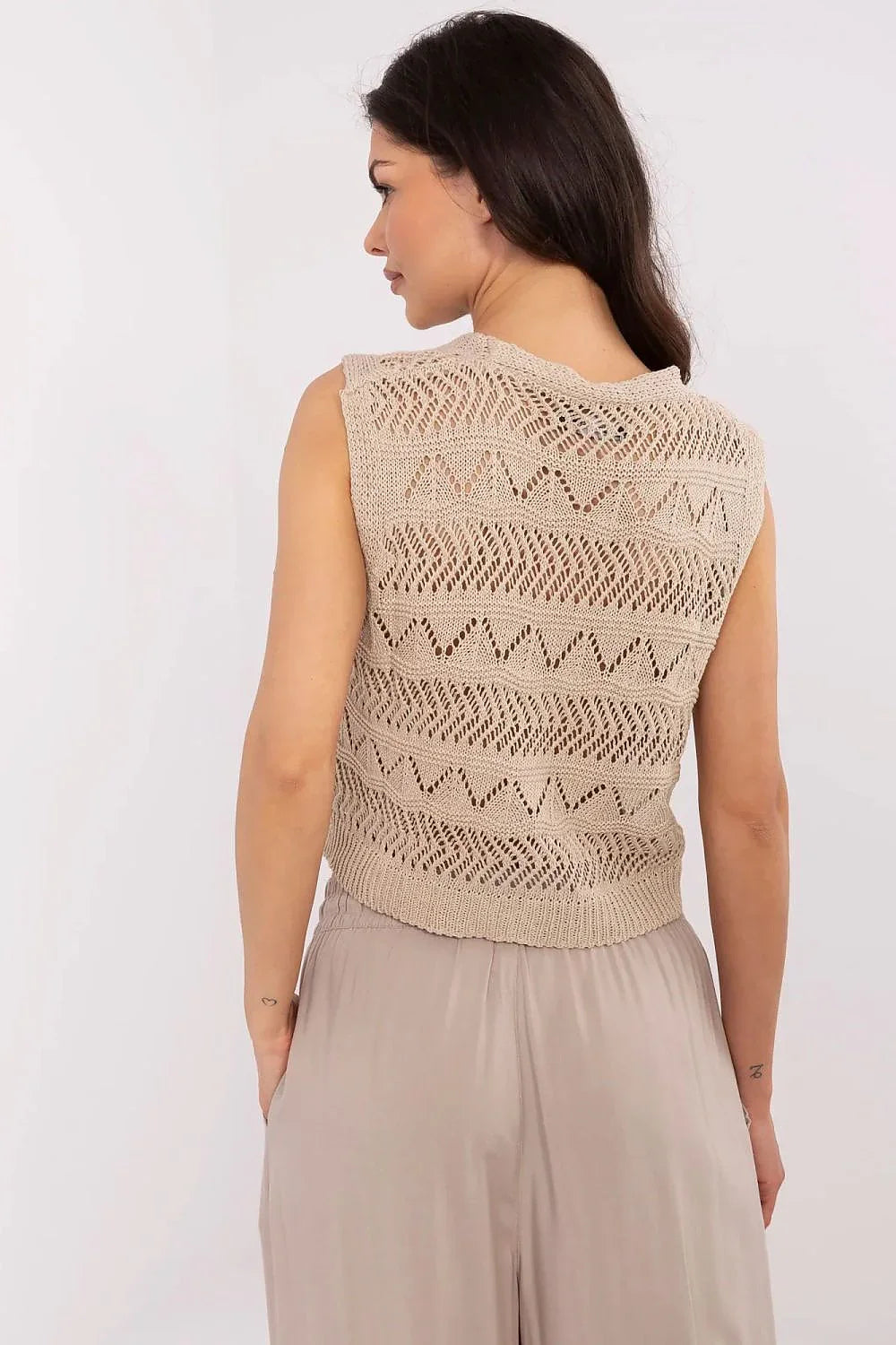 Women Sweater Vest - Breathable - Sleeveless Beige -Guocali