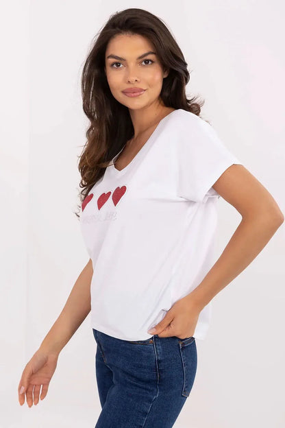 Women V-Neck Short-Sleeves T-Shirt – Breathable - White, Red -Guocali