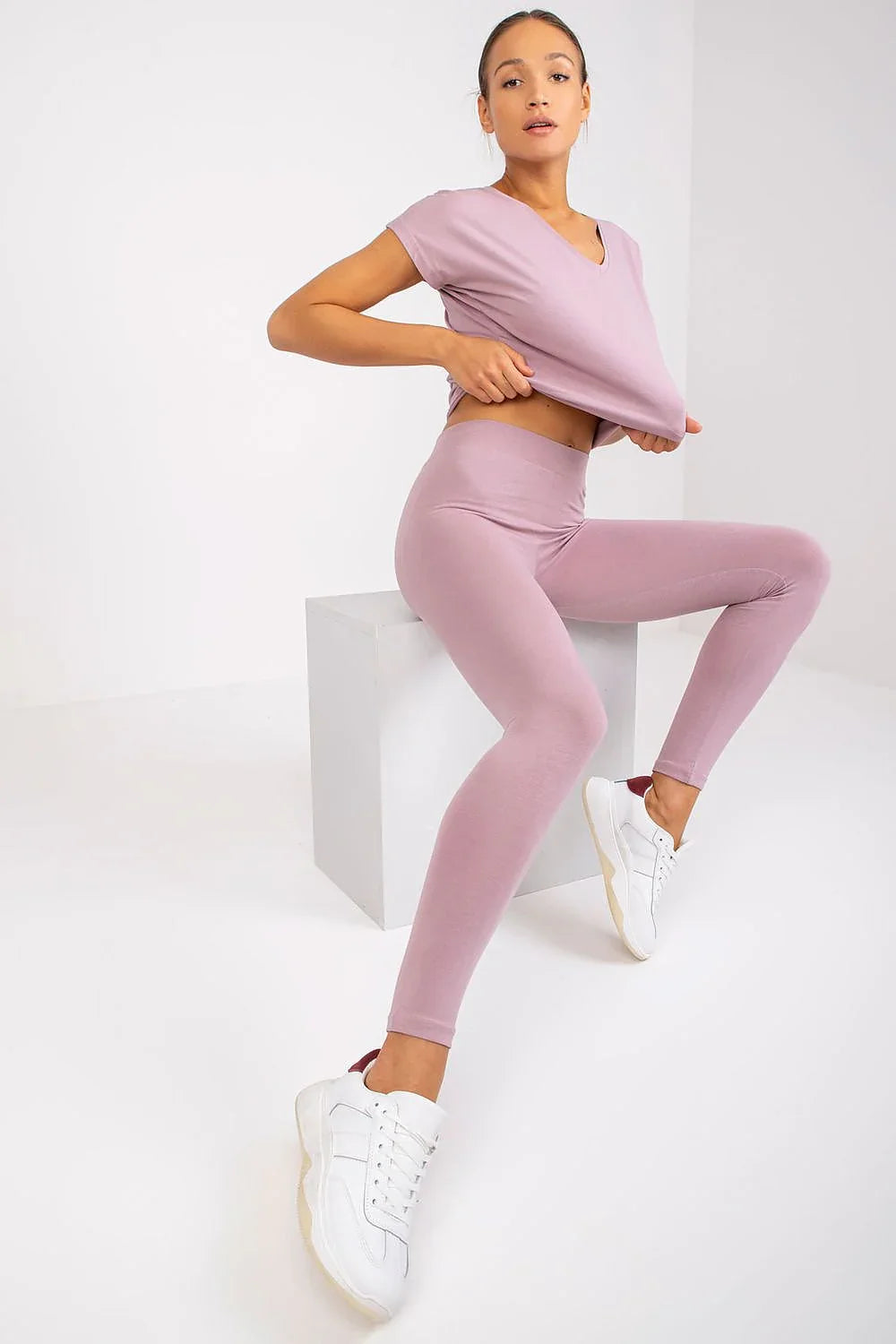 Women V-Neck Short-Sleeves T-Shirt – Stretchable - Pink -Guocali