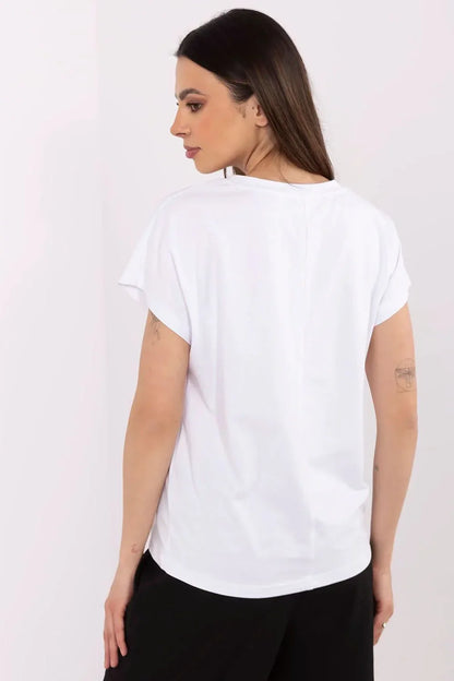 Women V-Neck Short-Sleeves T-Shirt – Stretchable - White -Guocali