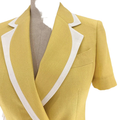 Yellow Formal Short-Sleeved Women Pant Suit -Guocali