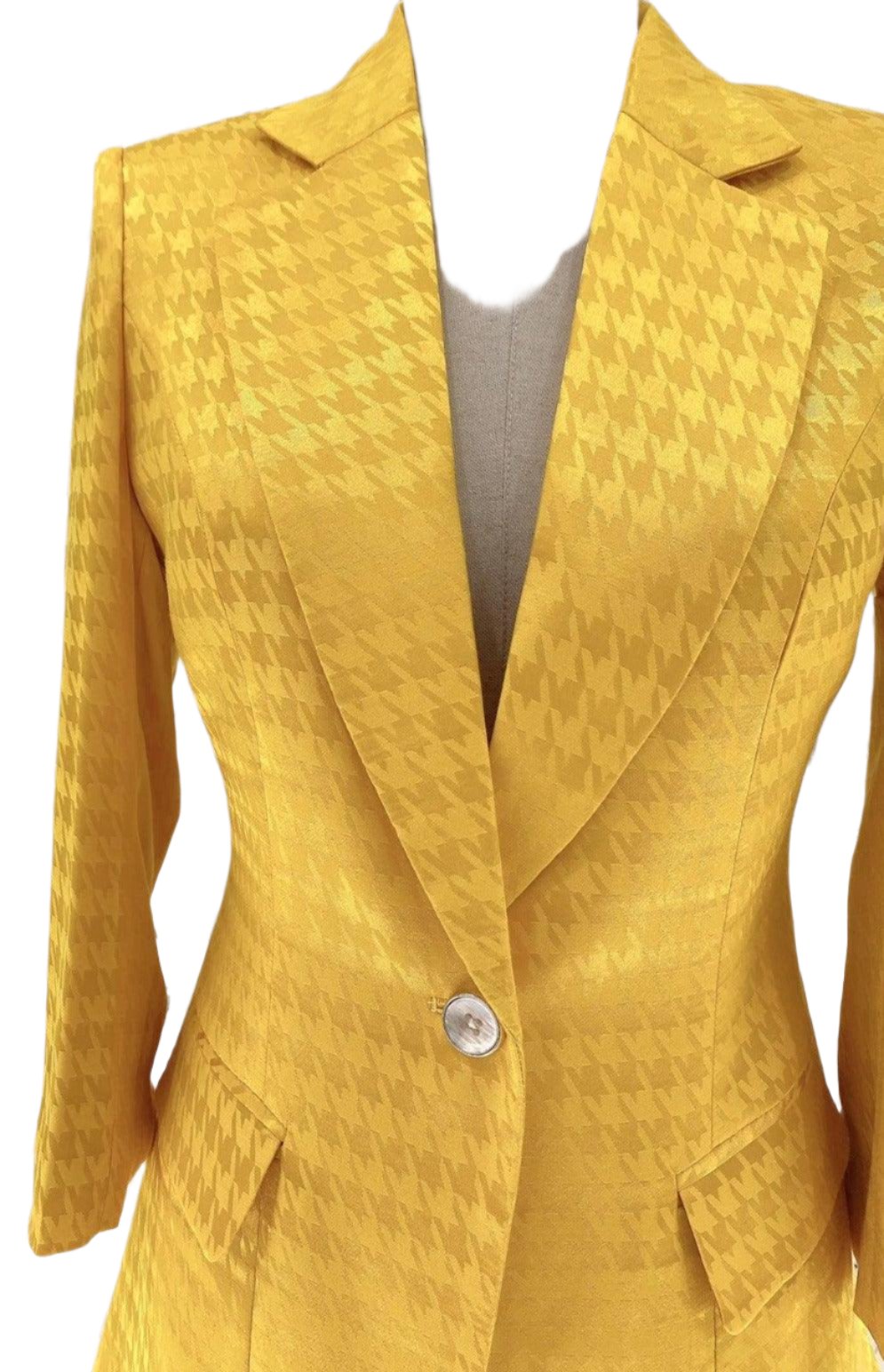 Yellow Plaid Women Pant Suit - Thin Half Sleeve Trouser Suit - Pantsuit - Guocali