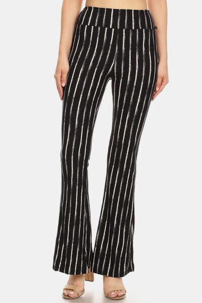 Leggings Depot Striped High Waist Flare Pants - Leggings - Guocali